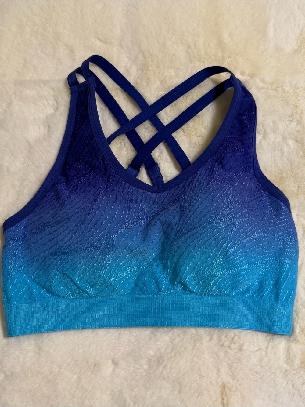 climawear Navy to Aqua Ombre Crisscross Sports Bra